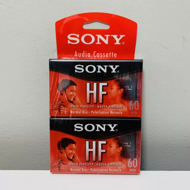 SONY HF 60 (Lot of 2) Type I Normal Bias Blank Cassette Tapes 60 Min. New/Sealed