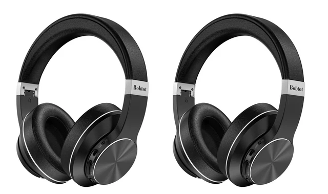 Wireless Headphones Two Overear Headsets Foldable Built-in Mic Hi-Fi Stereo Bass