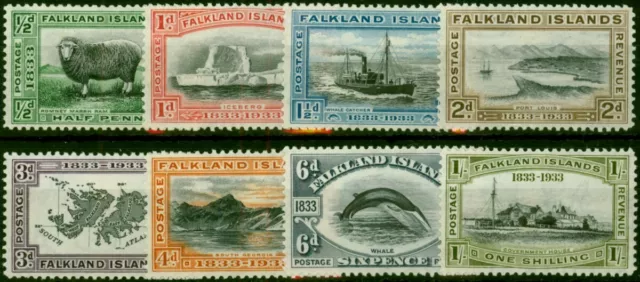 Falkland Islands 1933 Centenary Set of 8 to 1s SG127-134 Fine MM (2)