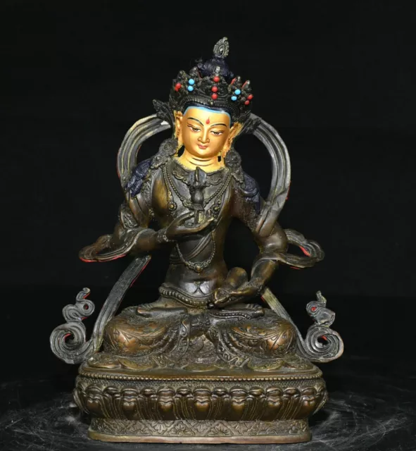 Alte Tibet Bronze Gilt Malerei Vajradhara Vajrabhairava Göttin Buddha Statue