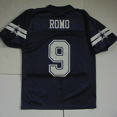 Tony Romo 9 Maglia Ragazzi Dallas Cowboys Blu Navy Rete Sz M L XL Nwt