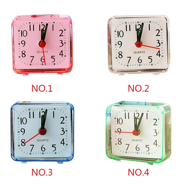 Square Small Bed Alarm Clock Travel Clock Mini Desk Watch Transparent Case new 2