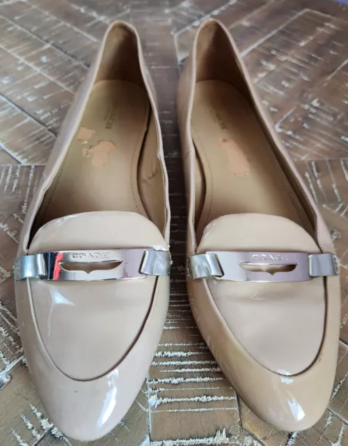 Coach Ruthie patent leather flats tan shoes womens size 11 B