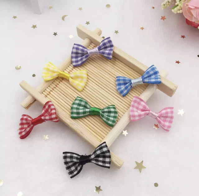 20 x Mini Niedlich Gingham Band Sammelalbum Handwerk Kartenherstellung Verzierungen Schleifen