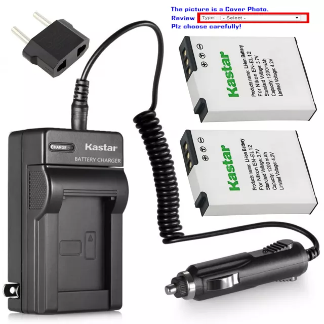 Kastar Battery AC Charger for Nikon EN-EL12 MH-65 & Nikon Coolpix S6100 Camera