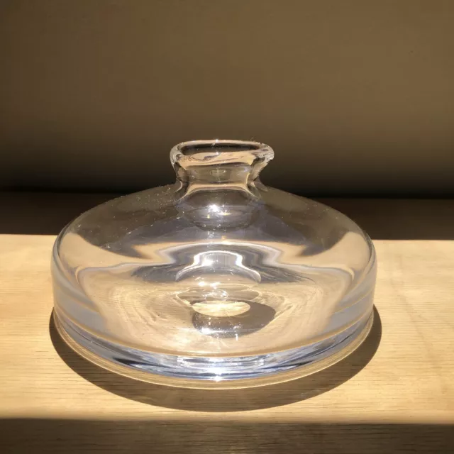 Unique designer  ‘Sempre’ hand blown, clear, asymmetrical glass vase. Art glass