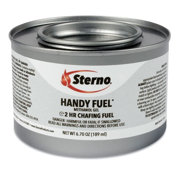 STERNO Handy Fuel Methanol Gel Chafing Fuel, 6.7 oz, Two-Hour Burn
