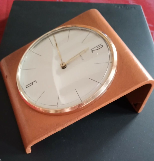 KIENZLE Pendule  Cuir  Bureau 8 Jours HEINRICH JOHANNE MÖLLER dlg Hermes Jaeger