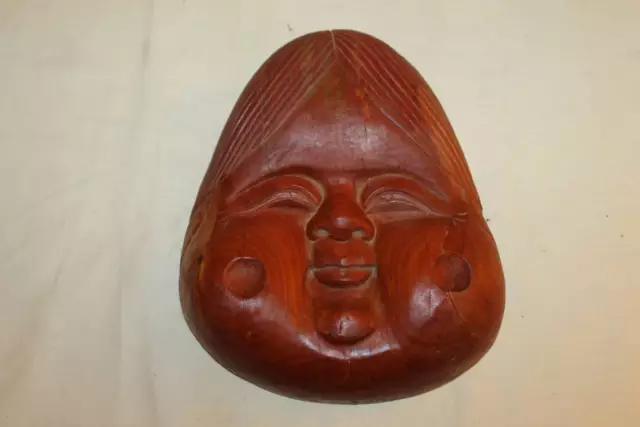 Rare Otafuku Shunga Otafuku Wood Carving Mask Okame Japan Antique
