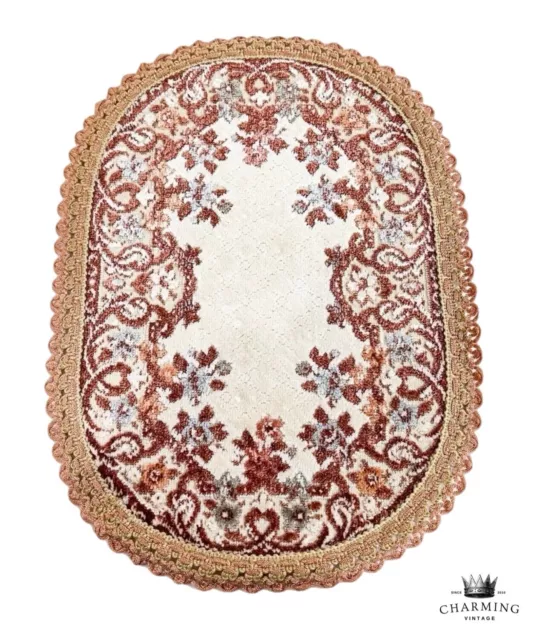 Victorian Style Floral Belgian Tapestry Handmade Oval Rug Dollhouse Miniature