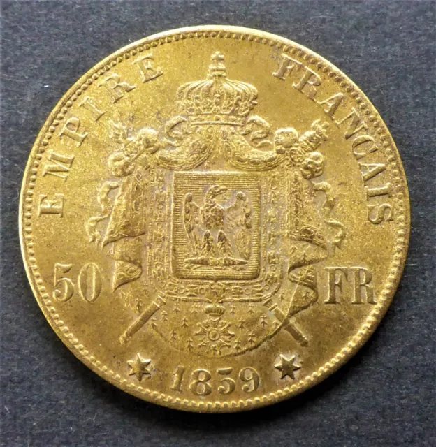 France 1868 50 Franc Gold Plated Brass Unc. Napoleon Iii Can.ship $1.99 Comb. Sh