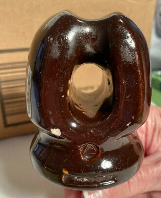 Vintage Porcelain Ceramic 3" Insulator - Telephone Electrical Dark Brown Wire