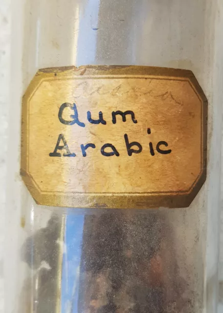 GEFÄß GUMMI ARABICUM UM 1900 MIT INHALT APOTHEKERFLASCHE GUM ARABIC FLASCHE ORIG 3