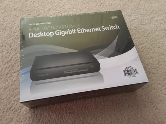 Monoprice 8 Port 10/100/1000 Mbps Gigabit Ethernet Switch M1008D NEW SEALED