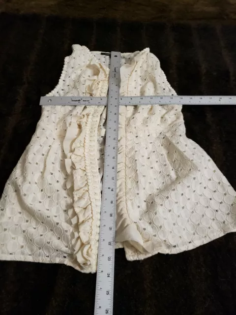 Nanette Lepore Womens Size 4 White Sleeveless Crochet Cardigan Top 3