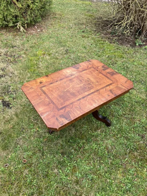 Antique Italian Walnut Sorrento Side Table, Superb Inlaid Marquetry Naples Label 2