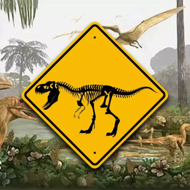 T REX - CROSSING SIGN - Tyrannosaurus Skeleton Decor - Dinosaur Art - Playroom