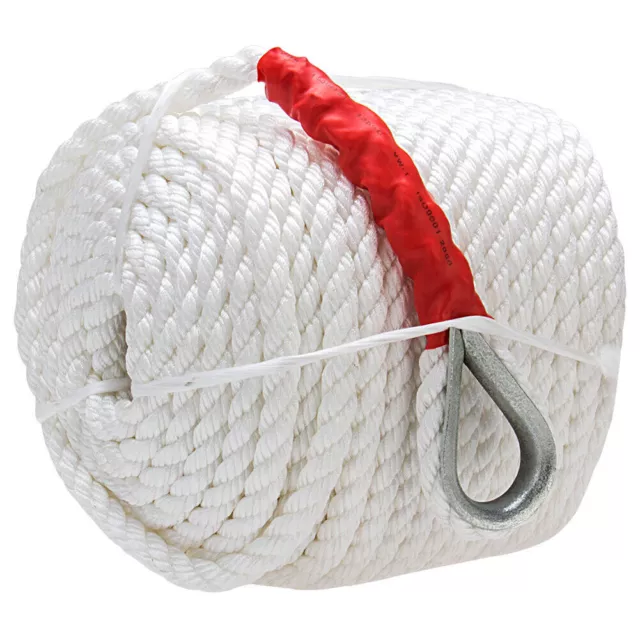 3/4"x200' Twisted Nylon Anchor Rope Three Strand Marine Boat Dock Mooring Line