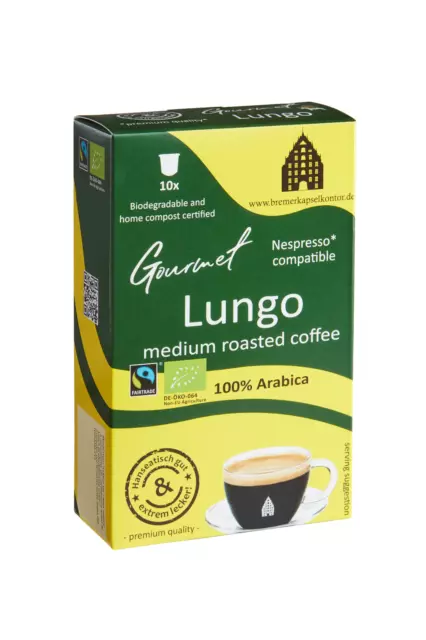 Gourmet Lungo Kaffee Kapseln für Nespresso* -150 Stk.-BIO- fairtrade 2