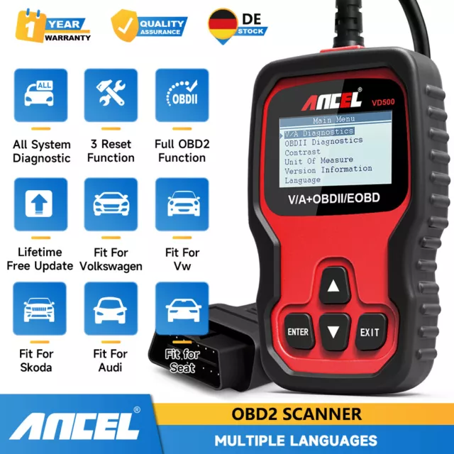 Profi KFZ OBD2 Diagnosegerät Alle Systeme Codeleser Auslesegerät für VAG AUDI VW