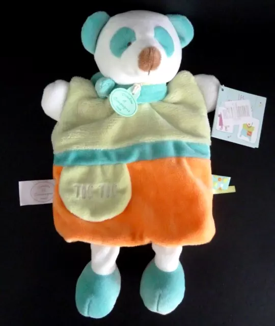 Eb *. Doudou Et Compagnie Marionnette Panda Orange Vert Bleu Toc Toc Neuf