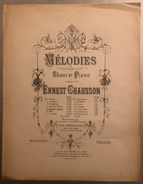 partition "Mélodies pour chant et piano n°5 " par Ernest Chausson