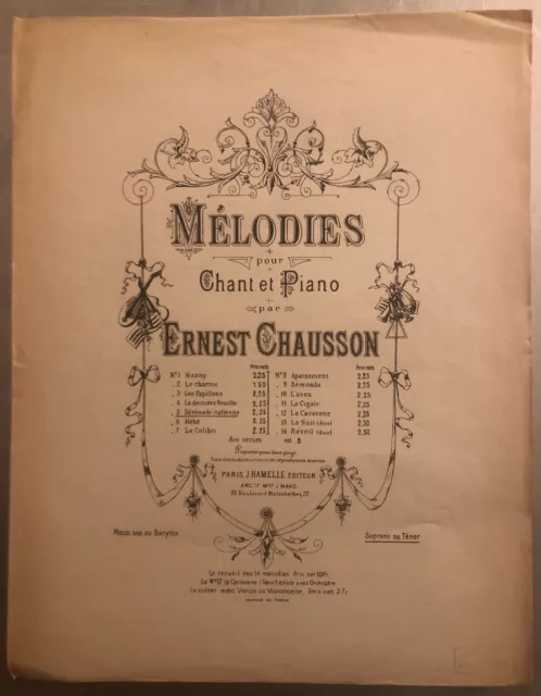partition "Mélodies pour chant et piano n°5 " par Ernest Chausson