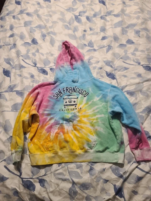 San Franciso CA Tie Dye Youth Hoodie Sweatshirt Ocean Beach Peace Sign YL