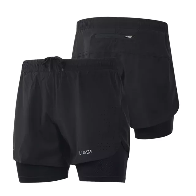 Men's 2-in-1 Running Shorts Quick Drying Breathable Active Training S1E3