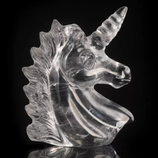 Top 2.13" Natural Clear Quartz Crystal  Hand Carved Unicorn Collectibles #37N65