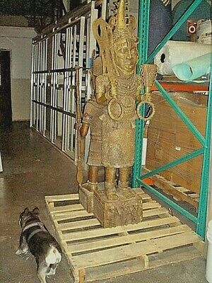 Benin Bronze /Nigerian /Rare Lg. 6ft.Oba King /Must Go /Leaving In 14 Days  !