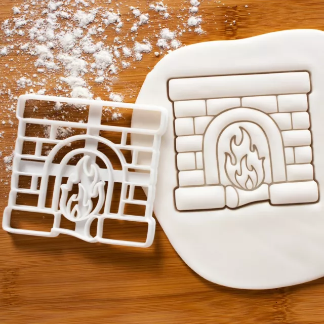 Christmas Fireplace cookie cutter | Merry xmas happy holidays winter biscuit