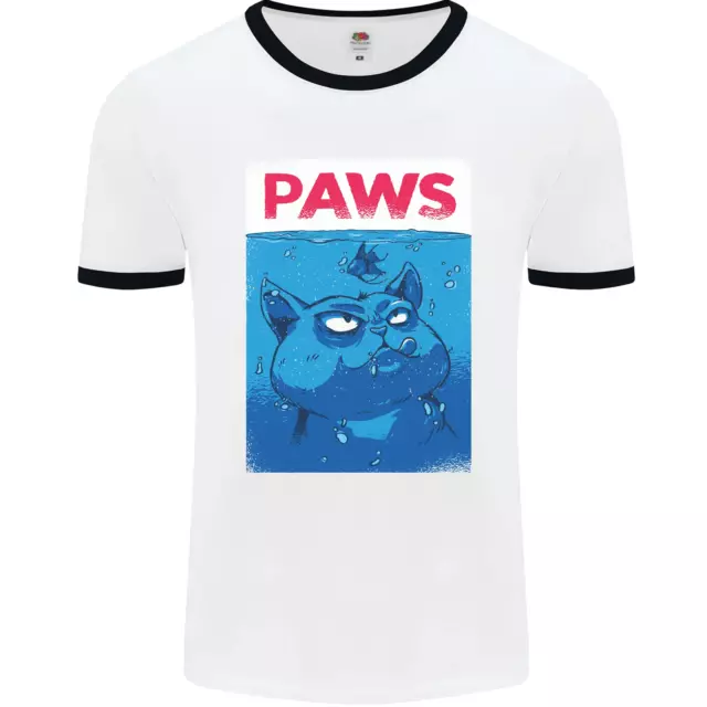 Paws Funny Cat and Goldfish Parody Mens Ringer T-Shirt