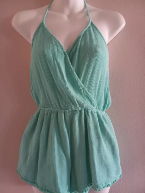 Teal Halter Romper. Mimi Chica. Small