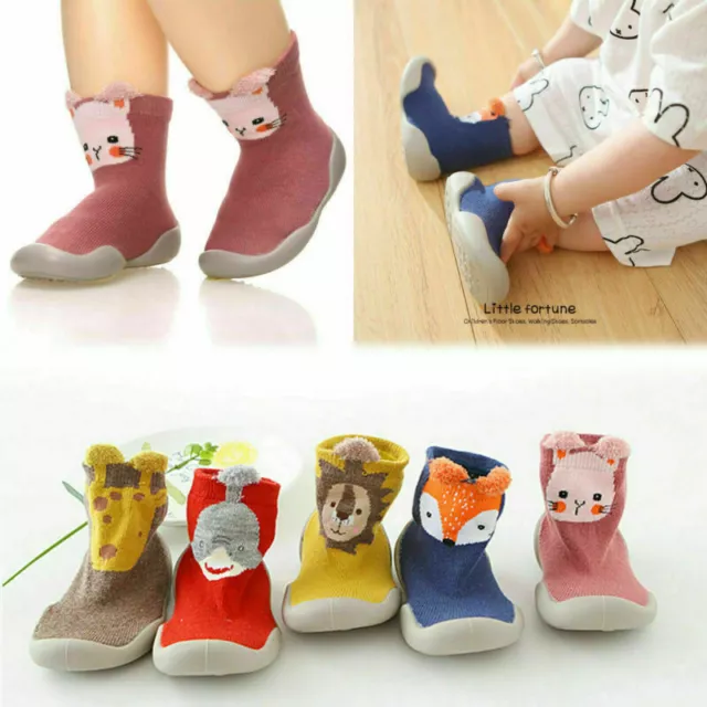 Toddler Kids Baby Girls Boys Anti-slip Slippers Socks Cotton Shoes Winter Warm