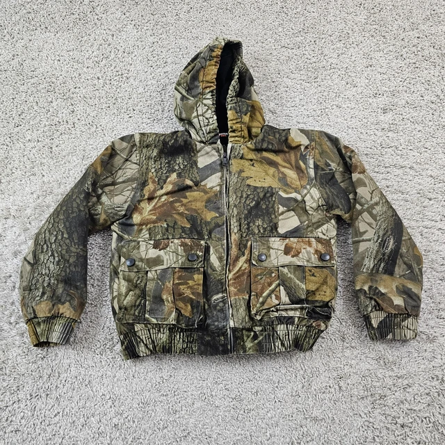 Outfitters Ridge Jacket Boys Youth Medium 8 Hooded Camo RealTree Hardwoods