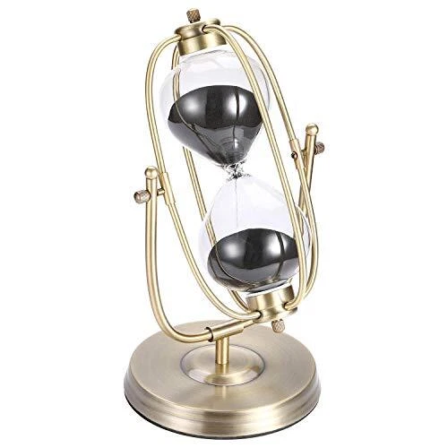 Hourglass Sand Timer 60 Minutes, 10 Inch Large Vintage Rotating Black Sand