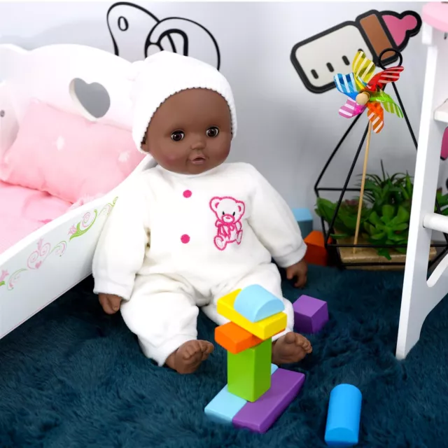 BiBi Doll Black Baby Doll Soft New-born Ethnic Dark Skin 16" Open & Close Eyes 2