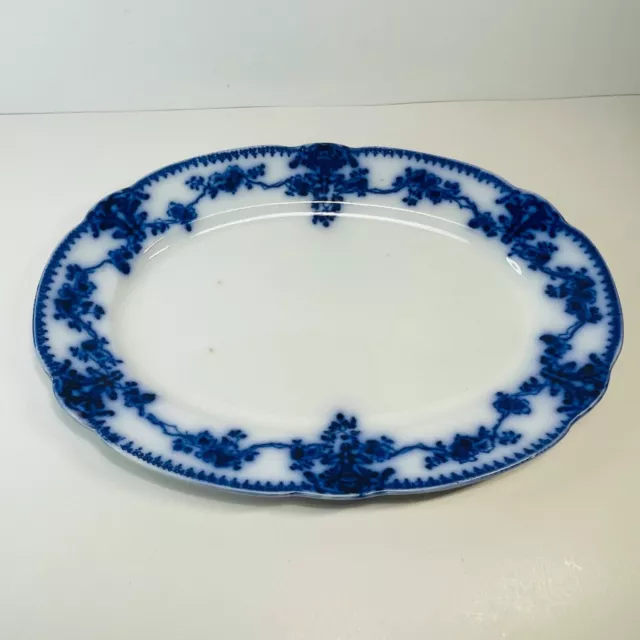 Antique 1893 W H Grindley Milan Flow Blue 14" Platter England
