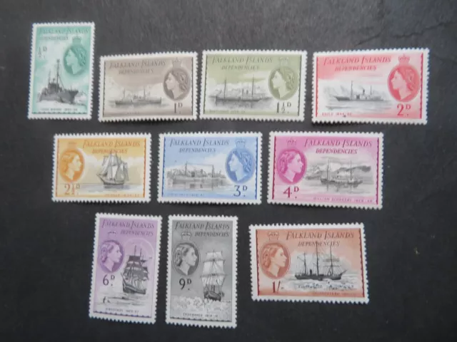 1954-62 Falkland Islands Dependencies Set to 1s SGG26-G35 Mounted Mint