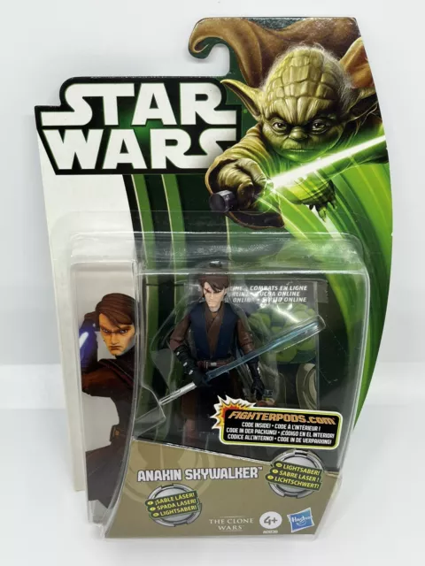 Star Wars CW03 Anakin Skywalker The Clone Wars Hasbro New Yoda Card