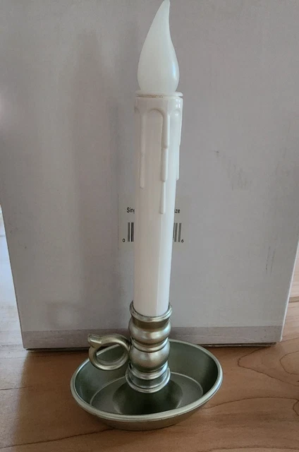 Plow & Hearth 4 Pk Battery Operated Single Colonial Window Candle Set Pewter