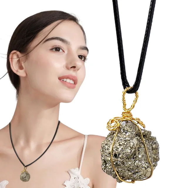 Natural Crystal Pyrite Raw Stone Necklace Healing Gemstone Pendant Spiritual