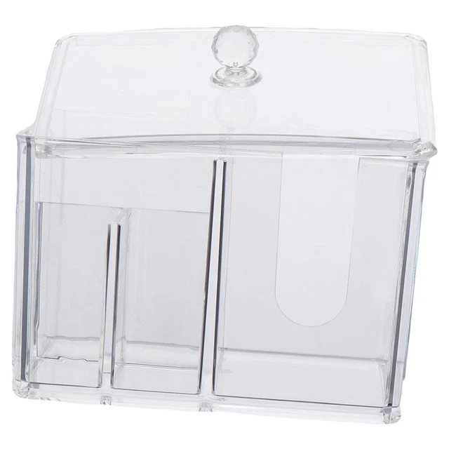 Clear Acrylic Qtip Holder 2 Compartment Cotton Ball Organizer  Cotton Swabs