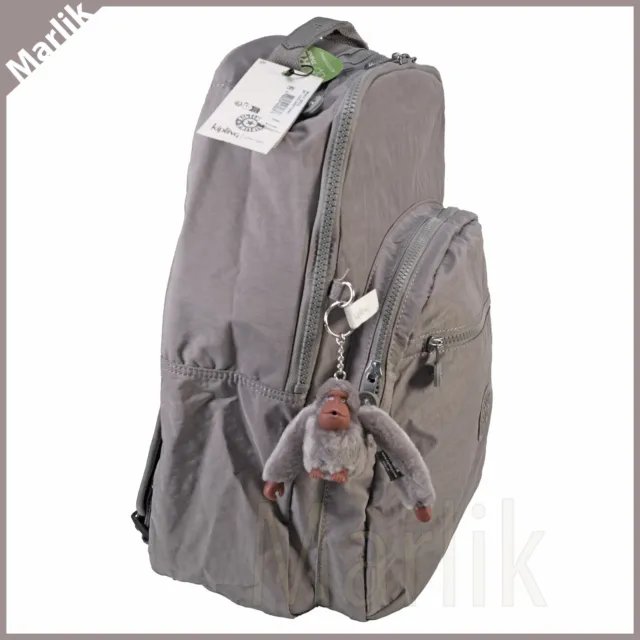 Grand sac à dos Kipling Séoul, tonal gris frais BP4412, avec protection pour ordinateur portable, NEUF 2