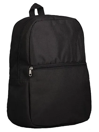 Black rucksack, school gym work bag travel backpack zip canvas sports yoga kids
