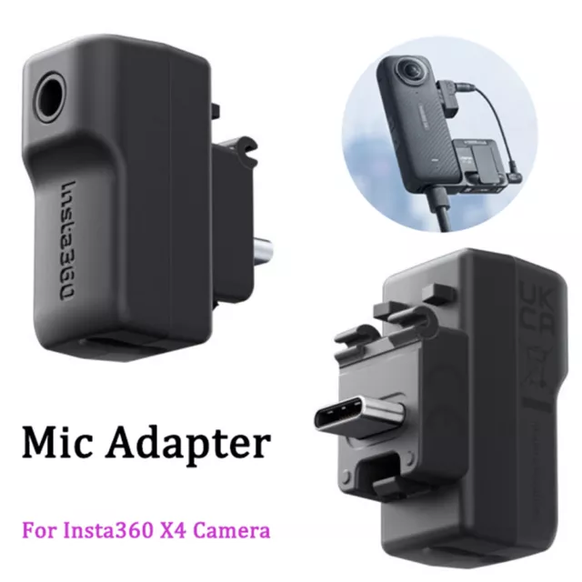 For Insta360 X4 Mic Adapter External Microphone Adapter Type-C +3.5mm Audio Port