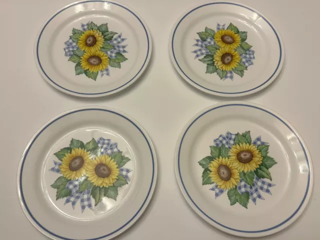 Corelle Sunsations Sunflower Lunch Plates 9” Set Of 4