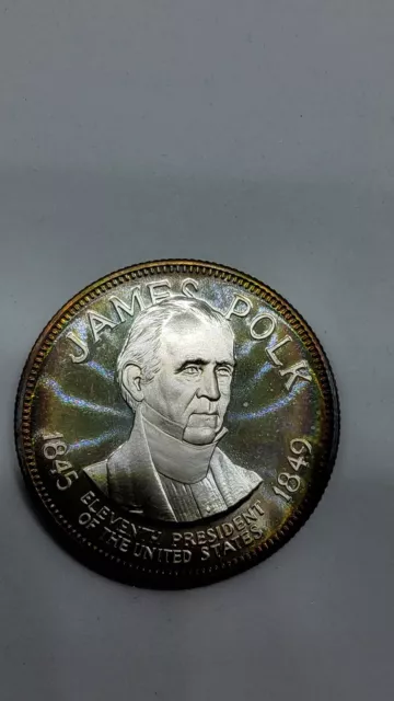 Franklin Mint Sterling James Polk President Coin 32.3 Grams