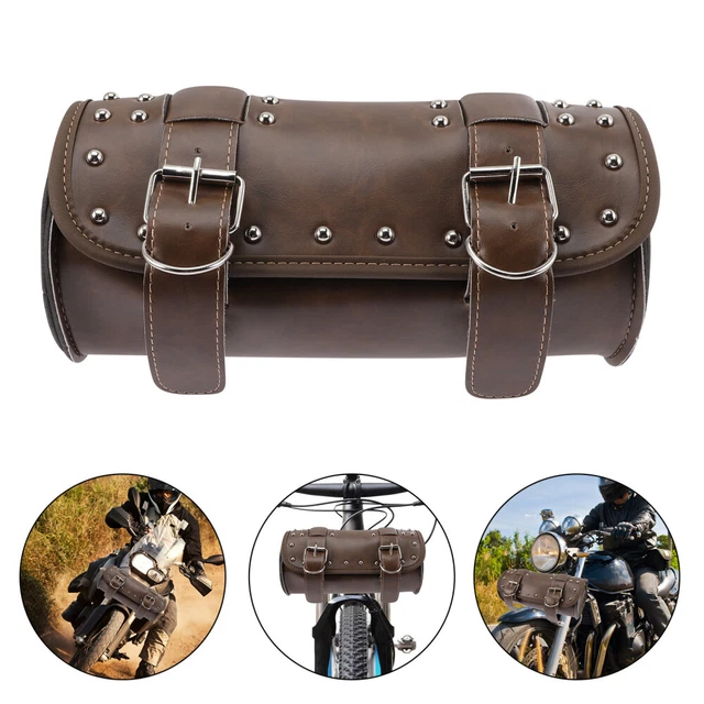 Borsa forcella moto pelle borsa attrezzi manubrio locomotiva cassetta degli attrezzi